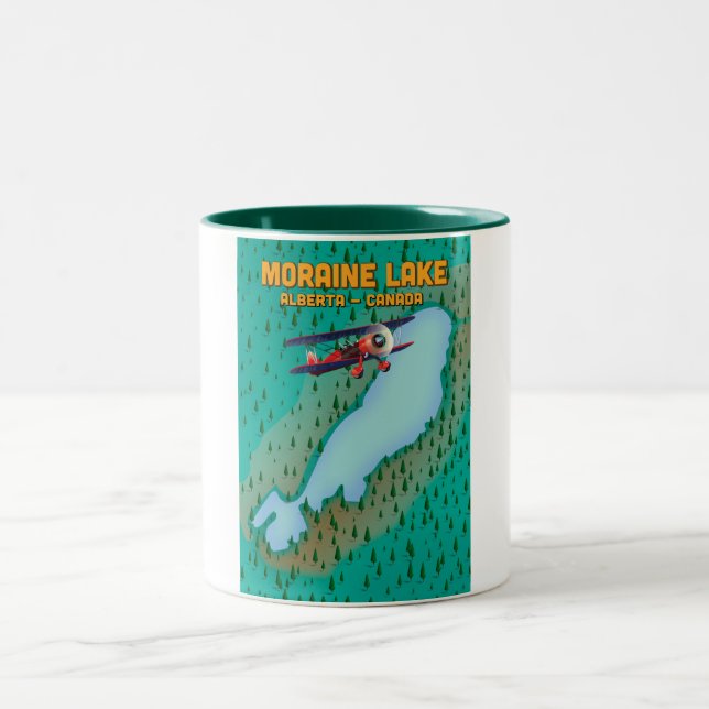 Taza Bicolor Lago Moraine Mapa de Alberta Canadá (Centro)