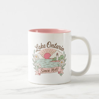 Taza Bicolor Lago Ontario Cute Paisaje Pastel