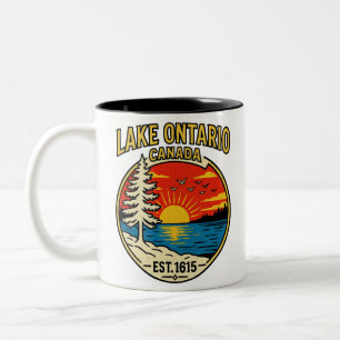 Taza Bicolor Lago Ontario Pop Art Atardecer Canadá Est 1615 