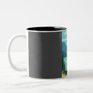 Taza Bicolor Lake Garda Italia Vintage Mínimo Retro Travel Post