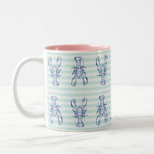 Taza Bicolor Langostas Azules