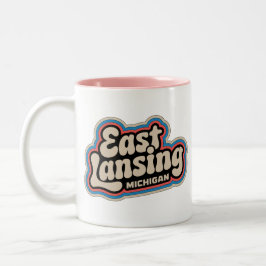 Taza Bicolor Lansing East 70s Retro Michigan Vintage Coffee Mug