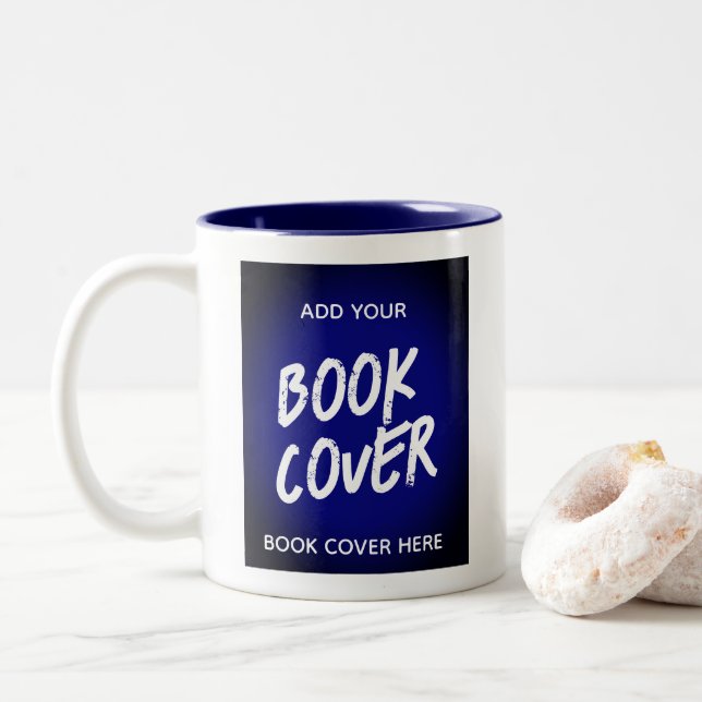 Taza Bicolor Lanzamiento de libro promocional de autor azul de  (Con donut)