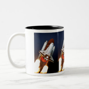 Taza Bicolor Lanzamiento del transbordador espacial Atlantis de