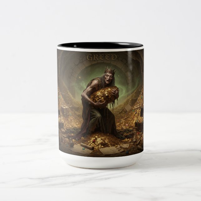 Taza Bicolor Las 7 Virtudes Satánicas: Codicia (Centro)