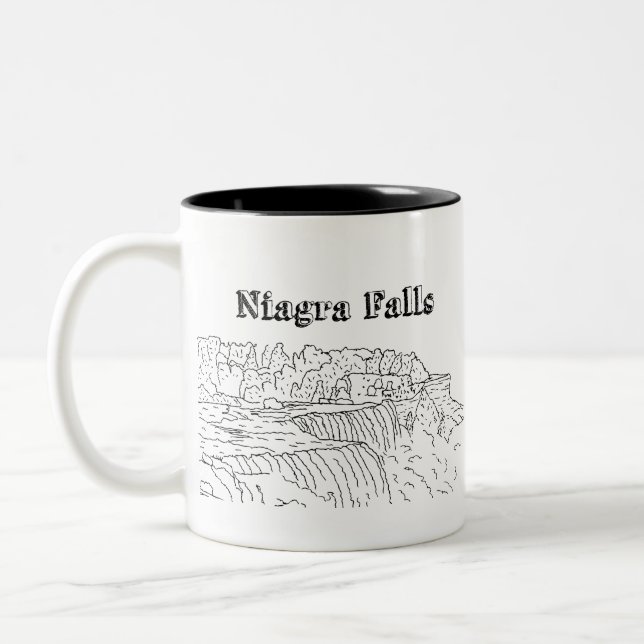 Taza Bicolor Las cataratas del Niágara Vacaciones Dibujo Viajes (Izquierda)