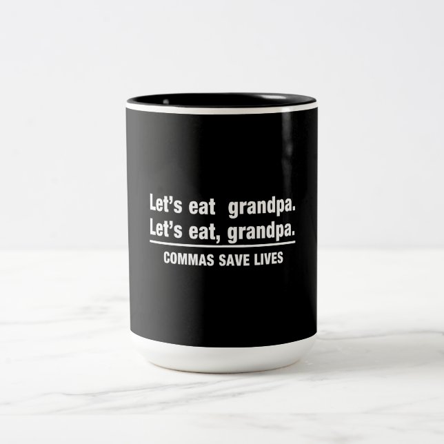 Taza Bicolor Las comas ahorran a abuelos (Centro)