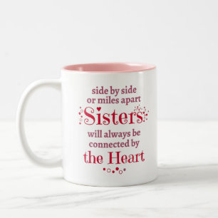 Taza Bicolor las hermanas siempre estarán conectadas por el co