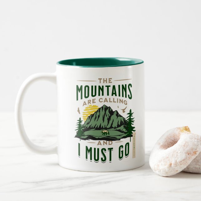Taza Bicolor Las montañas llaman (Con donut)