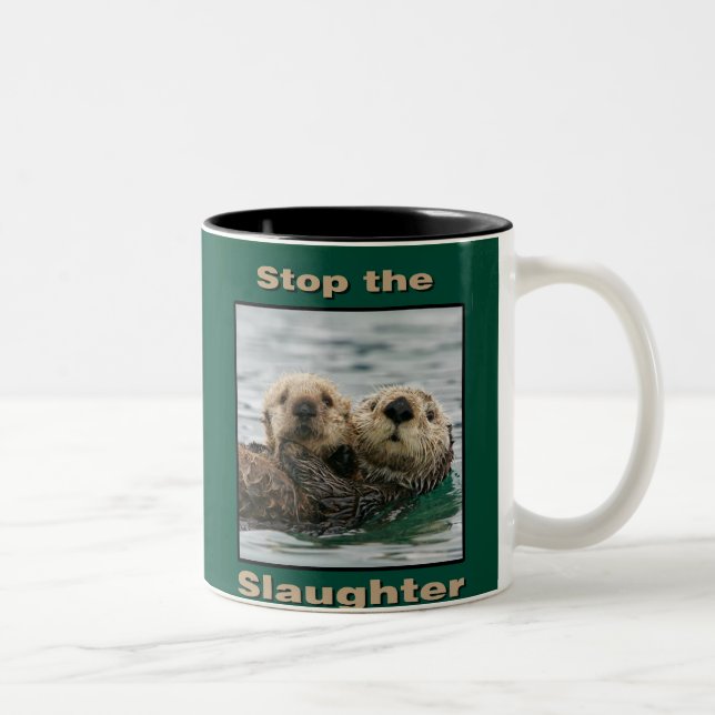 Taza Bicolor Las nutrias marinas - Detengan la matanza (Derecha)