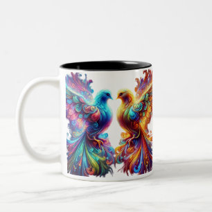 Taza Bicolor Las palomas adorables