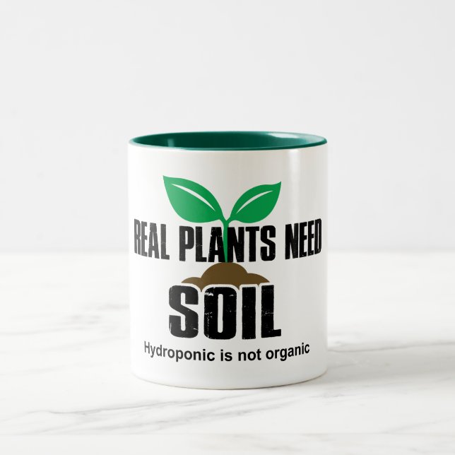 Taza Bicolor Las Plantas Reales Necesitan Hidroponic Del Suelo  (Centro)