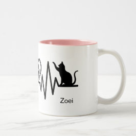 Taza Bicolor Latido del corazón de gato con otro gato 
