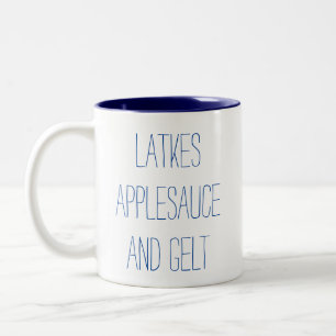 Taza Bicolor Latkes Applesauce y Gelt