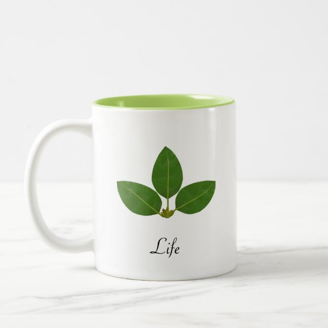 Taza Bicolor Laurel Moderno Verde Hoja (Izquierda)