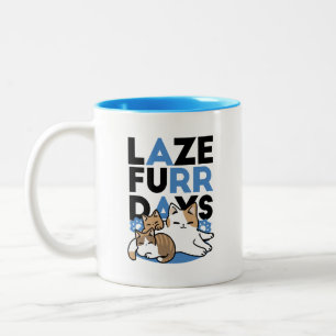Taza Bicolor Laze Furr Days - Diseño de gatos perezosos