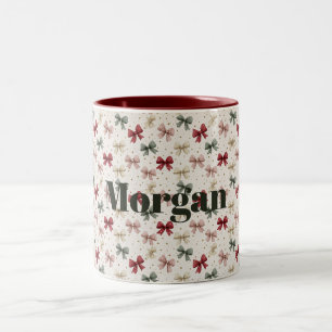 Taza Bicolor Lazo Coquette Personalizado Navidad Fiesta