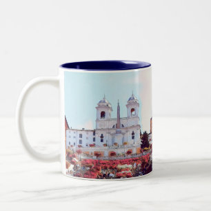 Taza Bicolor ldp PIAZZA DI SPAGNA - Roma - con flores -