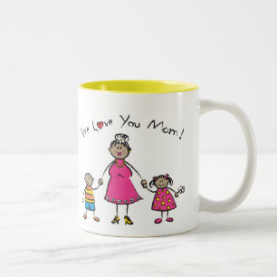 Taza Bicolor Le amamos el día de madre feliz de la familia del