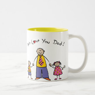 Taza Bicolor Le amamos el día de padre feliz de la familia del