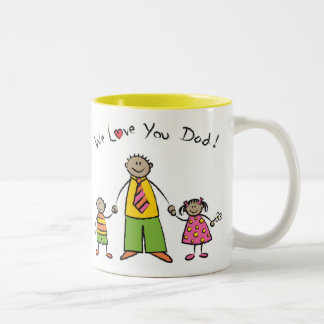 Taza Bicolor Le amamos el día de padre feliz de la familia del