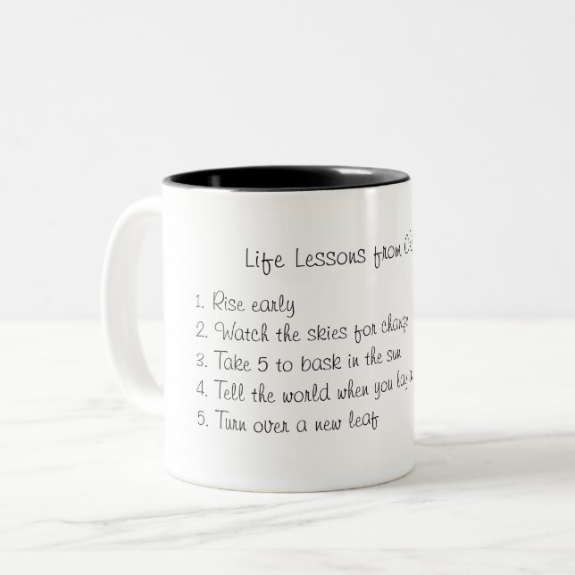 Taza Bicolor Lecciones de vida de pollos - Mug (Anverso izquierdo)