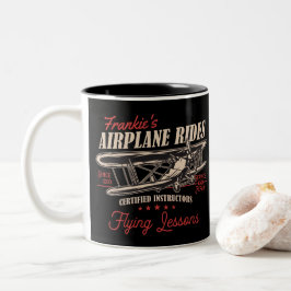 Taza Bicolor Lecciones de vuelo retro para aviones personalizad