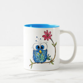 Taza Bicolor Lechuza azul caprichosa