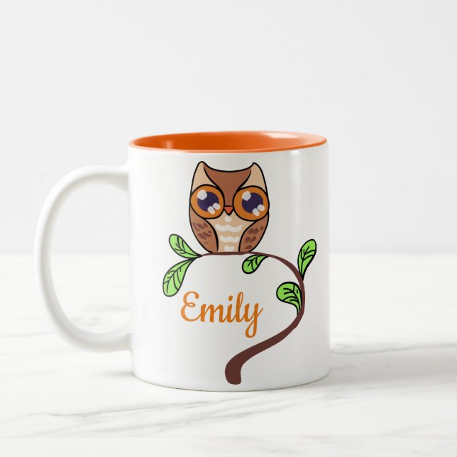 Taza Bicolor Lechuza Cuta Personalizada (Izquierda)