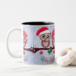 Taza Bicolor Lechuza dulce en Navidades