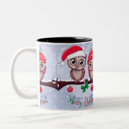 Taza Bicolor Lechuza dulce en Navidades
