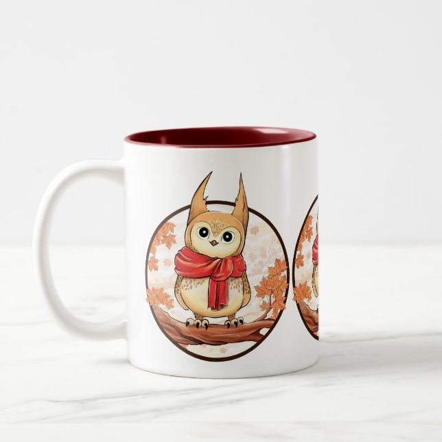 Taza Bicolor Lechuza en rama en ilustracion invernal (Izquierda)
