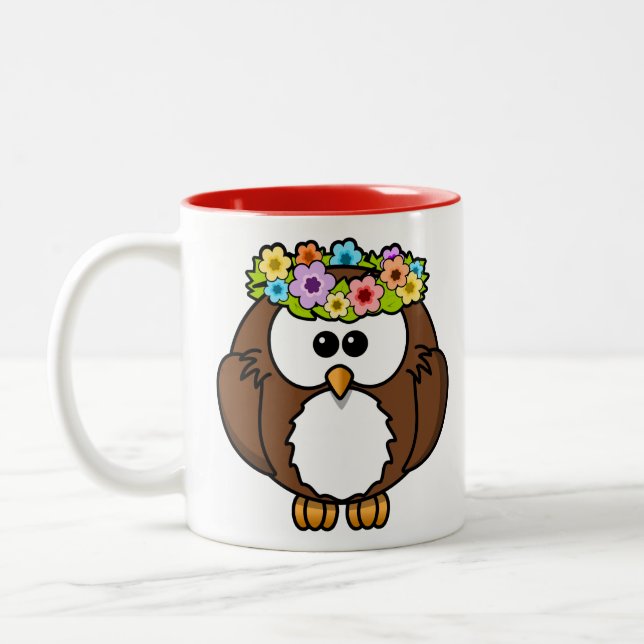 Taza Bicolor Lechuza floral cuta (Izquierda)