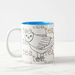 Taza Bicolor Lechuza nevada de té dibujada a mano