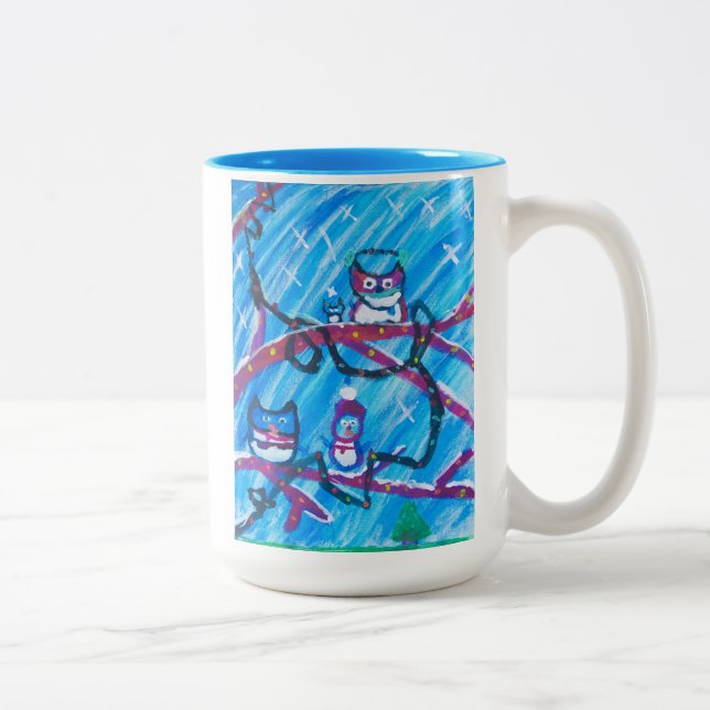 Taza Bicolor Lechuzas festivas (Derecha)