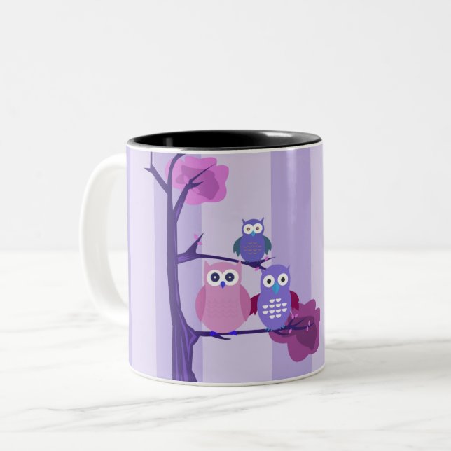 Taza Bicolor Lechuzas púrpura (Anverso izquierdo)