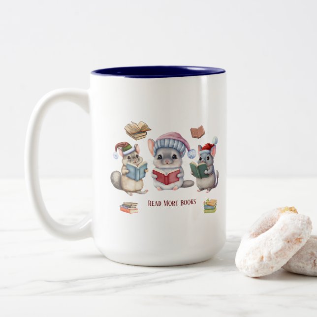 Taza Bicolor Lectura de libros Mug (Con donut)
