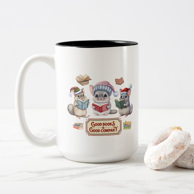 Taza Bicolor Lectura de libros Mug (Con donut)