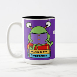 Taza Bicolor Leer es divertido y lindo libro amar a Alien Mug