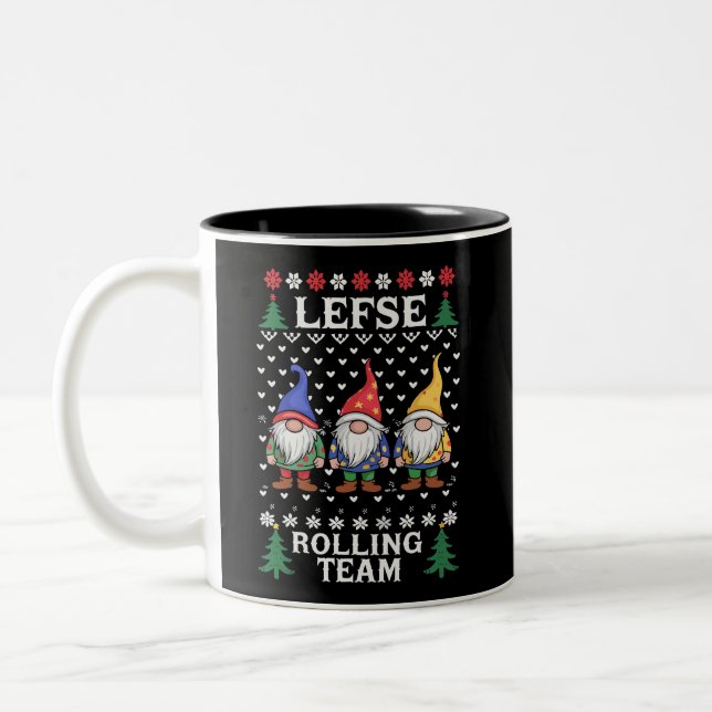 Taza Bicolor Lefse Rolling Team Navidades Baking Gnome Xmas (Izquierda)