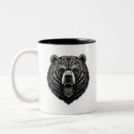 Taza Bicolor Legado salvaje: Retrato de oso celta para tu J dia