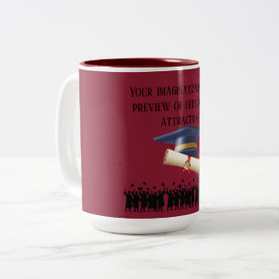 Taza Bicolor lema de graduación de Einstein granate