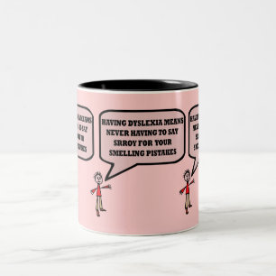 Taza Bicolor Lema divertido del disléxico