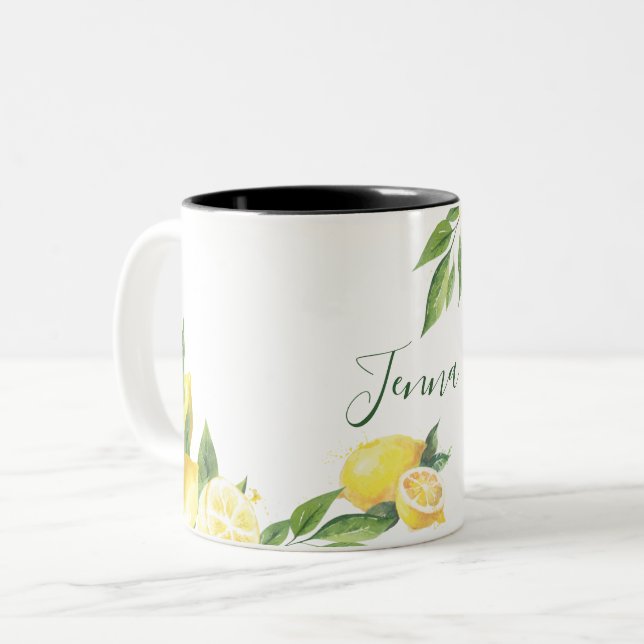 Taza Bicolor Lemon Watercolor (Anverso izquierdo)