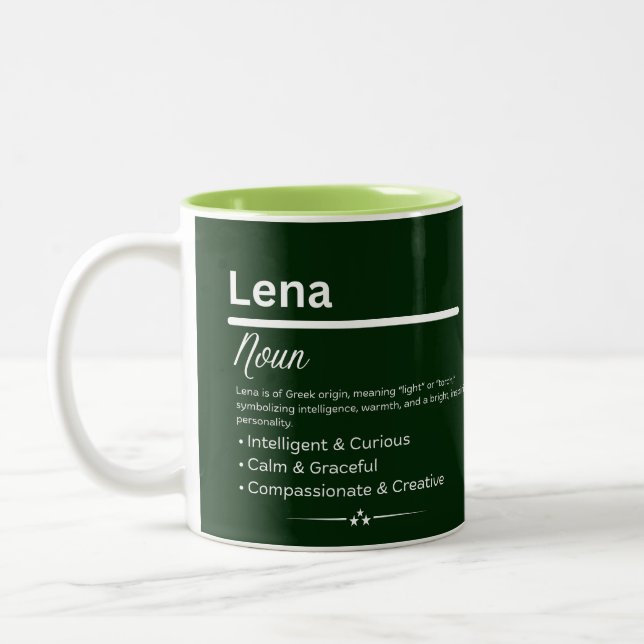 Taza Bicolor Lena, Girl Personalized Name Definition Mug (Izquierda)