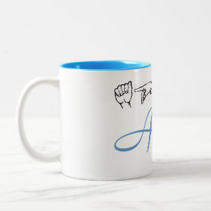 Taza Bicolor Lenguaje de Rótulo americano ASL: falseado Abril D