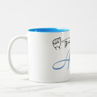 Taza Bicolor Lenguaje de Rótulo americano ASL: falseado Abril D