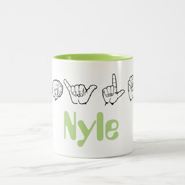Taza Bicolor Lenguaje de signos americano Fingerspelled Nyle (Centro)