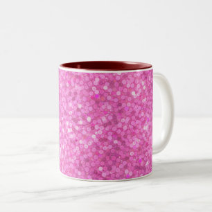 Taza Bicolor Lentejuelas rosadas brillantes