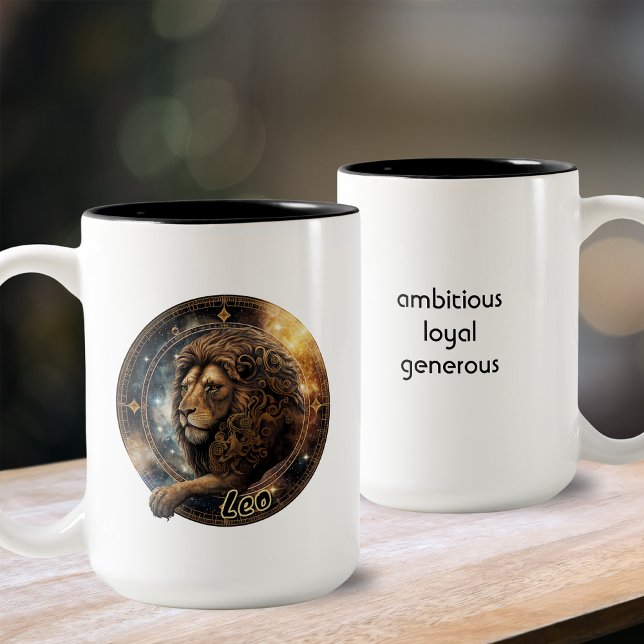 Taza Bicolor Leo Gold y Black Watercolor Zodiac (Subido por el creador)